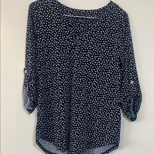 Hawthorne Stitch Fix SP Navy Blue Floral Women's Top